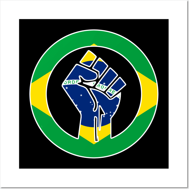 Black Lives Matter Fist Circled Flag Brazil Wall Art by aaallsmiles